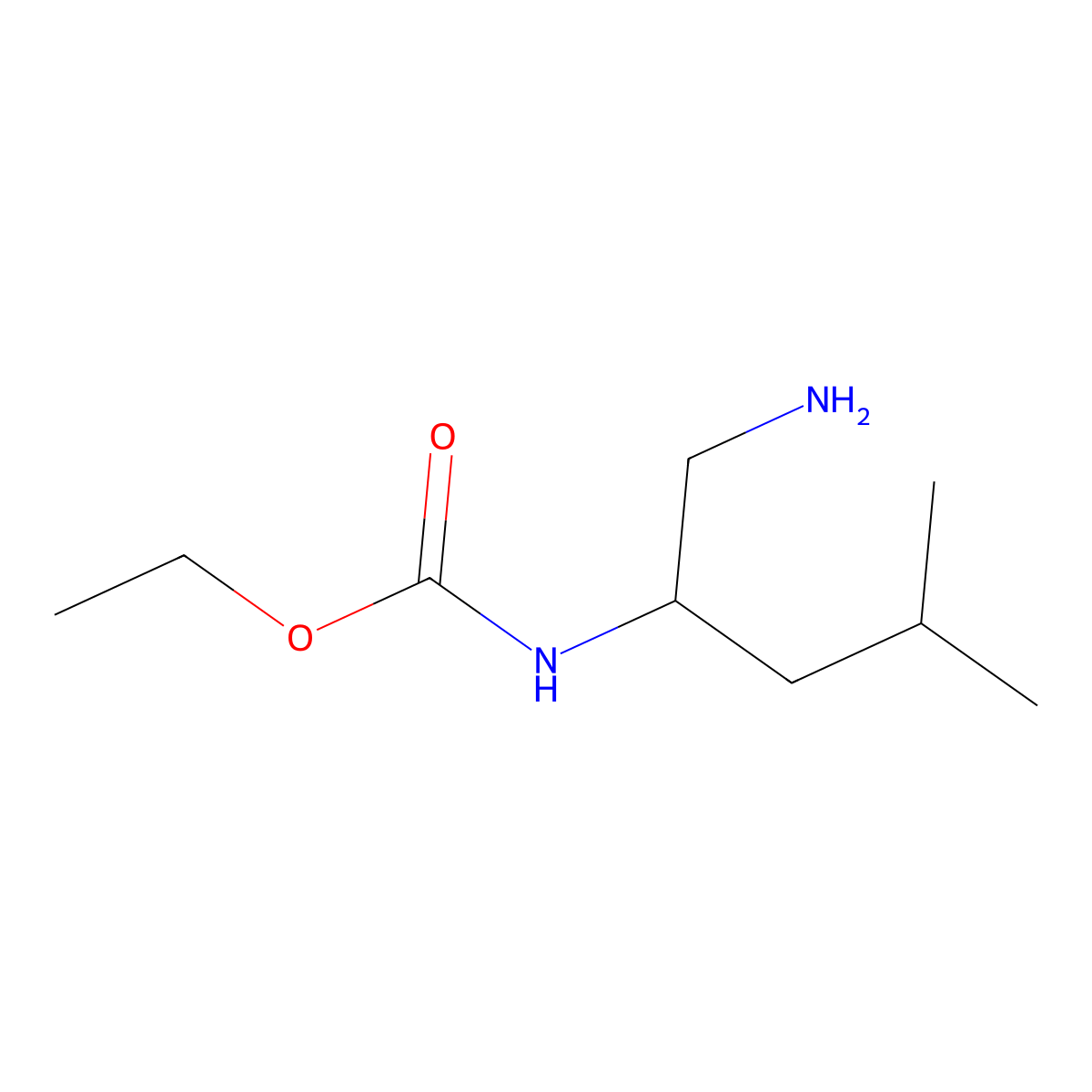 ethyl N-(1-amino-4-methylpentan-2-yl)carbamate molecular structure, CAS 1087792-22-0