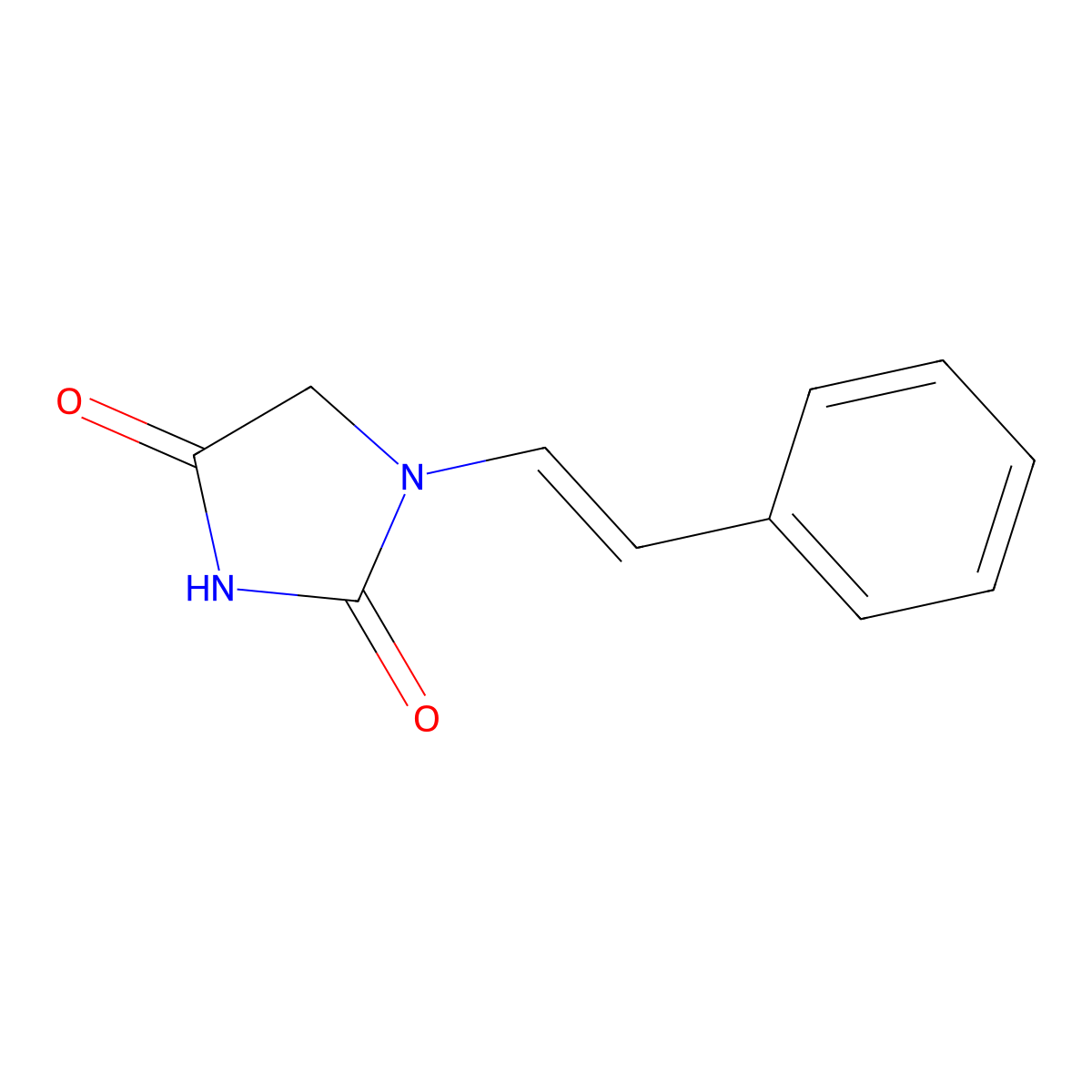 1-(2-Phenylethenyl)imidazolidine-2,4-dione molecular structure, CAS 1087792-23-1