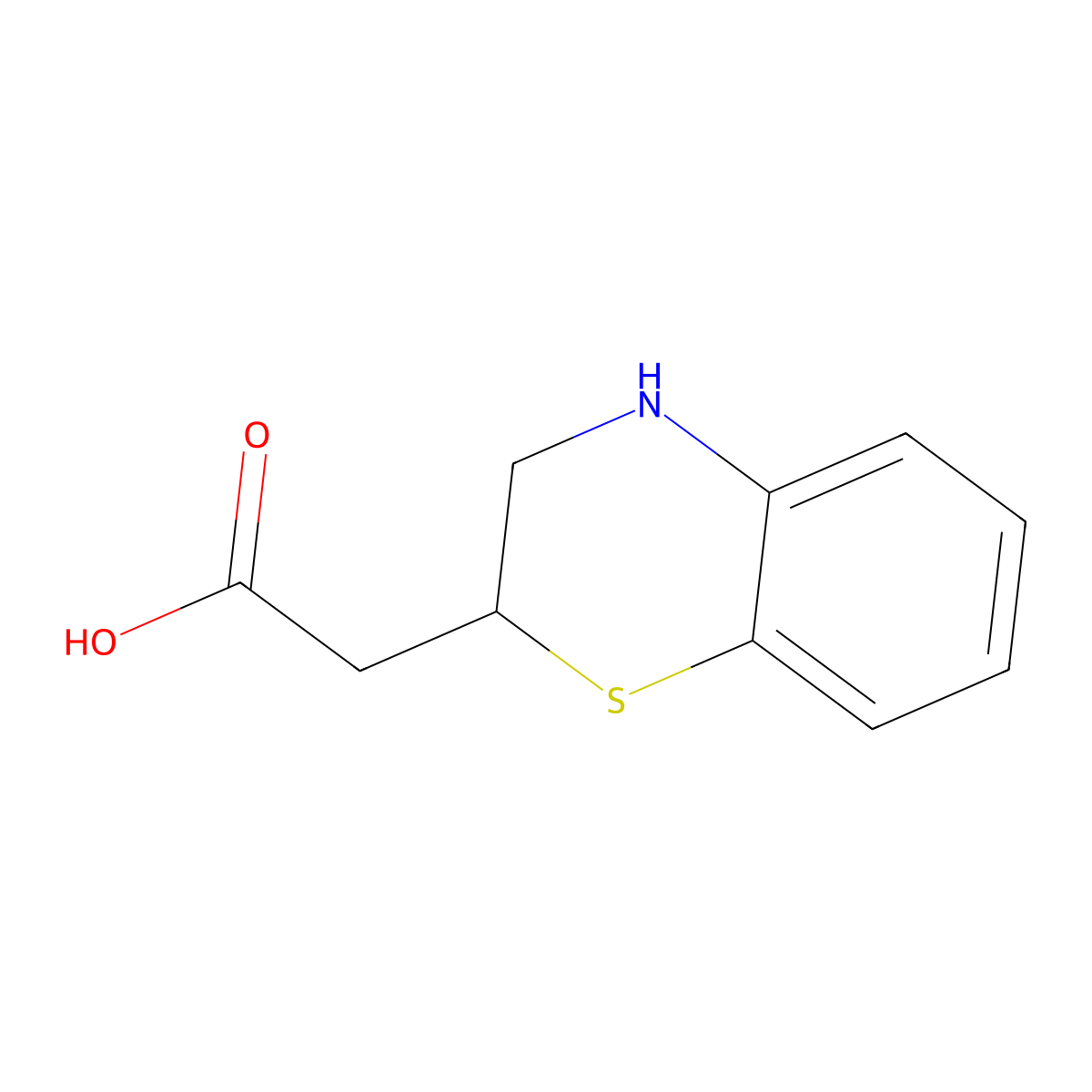 2-(3,4-dihydro-2H-1,4-benzothiazin-2-yl)acetic acid molecular structure, CAS 1087792-24-2