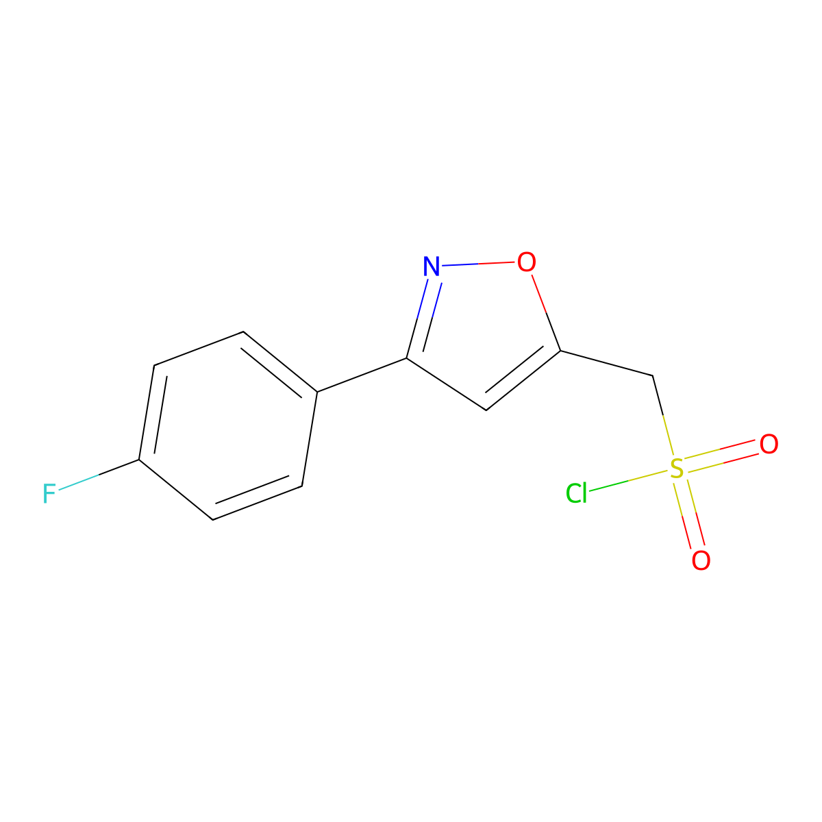 (3-(4-Fluorophenyl)-1,2-oxazol-5-yl)methanesulfonyl chloride molecular structure, CAS 1087792-33-3