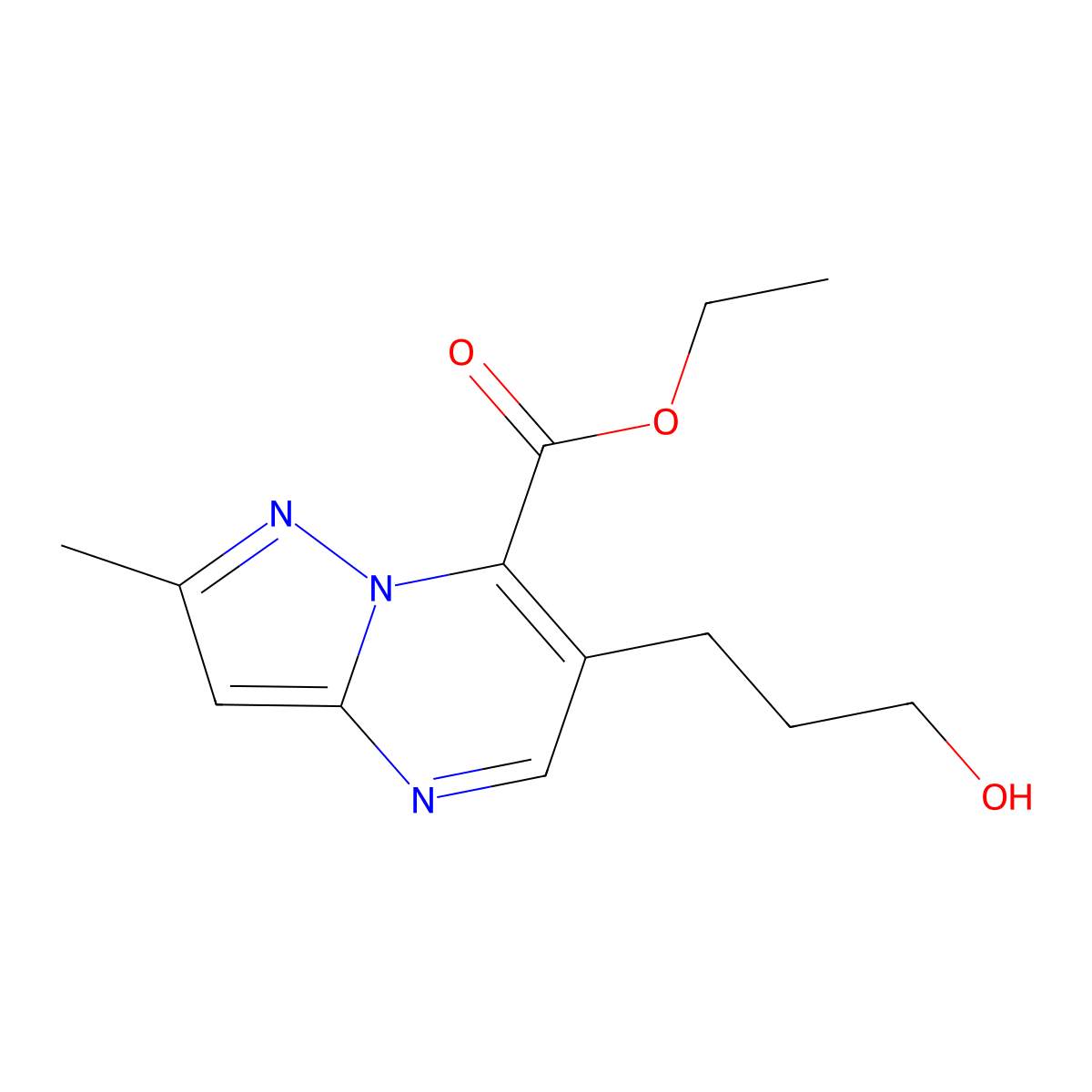 Ethyl 6-(3-hydroxypropyl)-2-methylpyrazolo[1,5-a]pyrimidine-7-carboxylate molecular structure, CAS 1087792-41-3