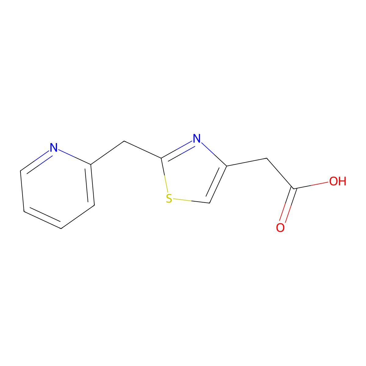 [2-(Pyridin-2-ylmethyl)-1,3-thiazol-4-yl]acetic acid molecular structure, CAS 1087792-42-4