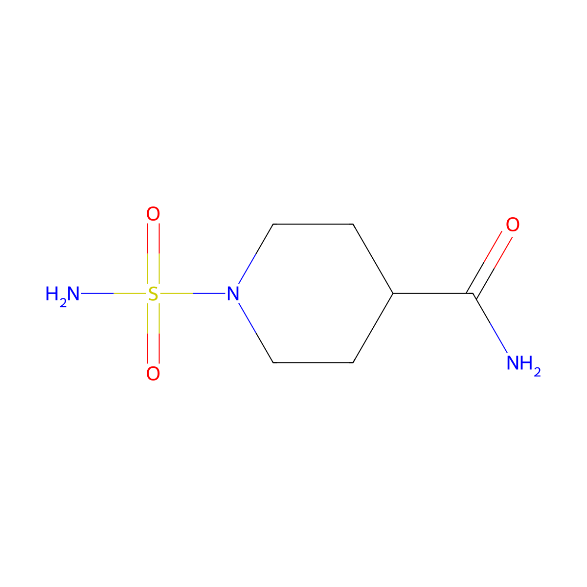1-Sulfamoylpiperidine-4-carboxamide molecular structure, CAS 1087792-44-6