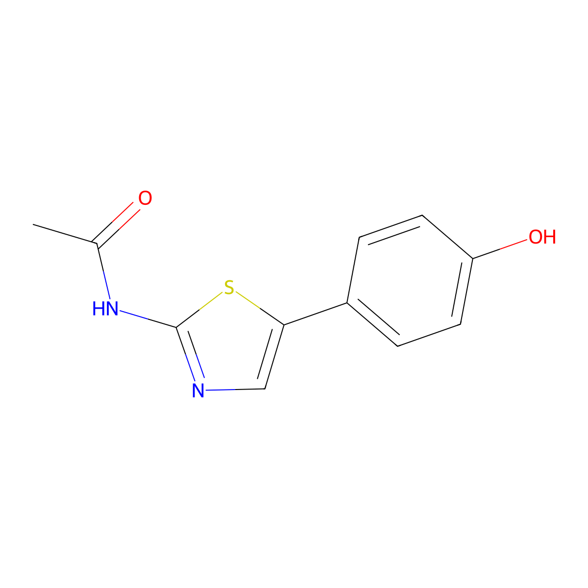 N-[5-(4-hydroxyphenyl)-1,3-thiazol-2-yl]acetamide molecular structure, CAS 1087792-46-8
