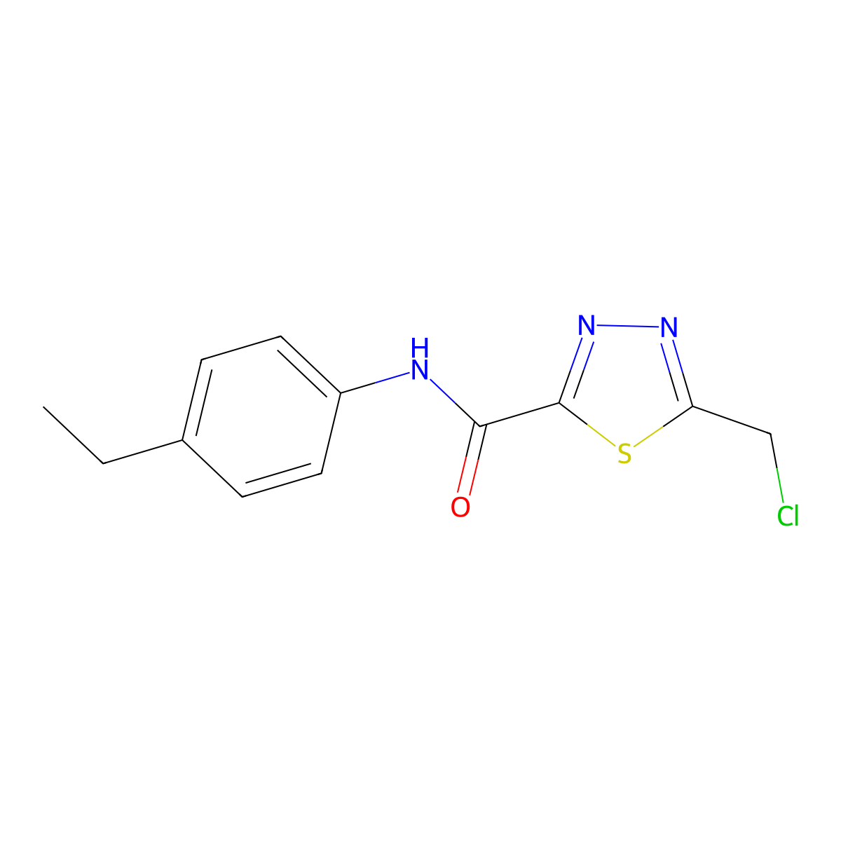 5-(chloromethyl)-N-(4-ethylphenyl)-1,3,4-thiadiazole-2-carboxamide molecular structure, CAS 1087792-49-1