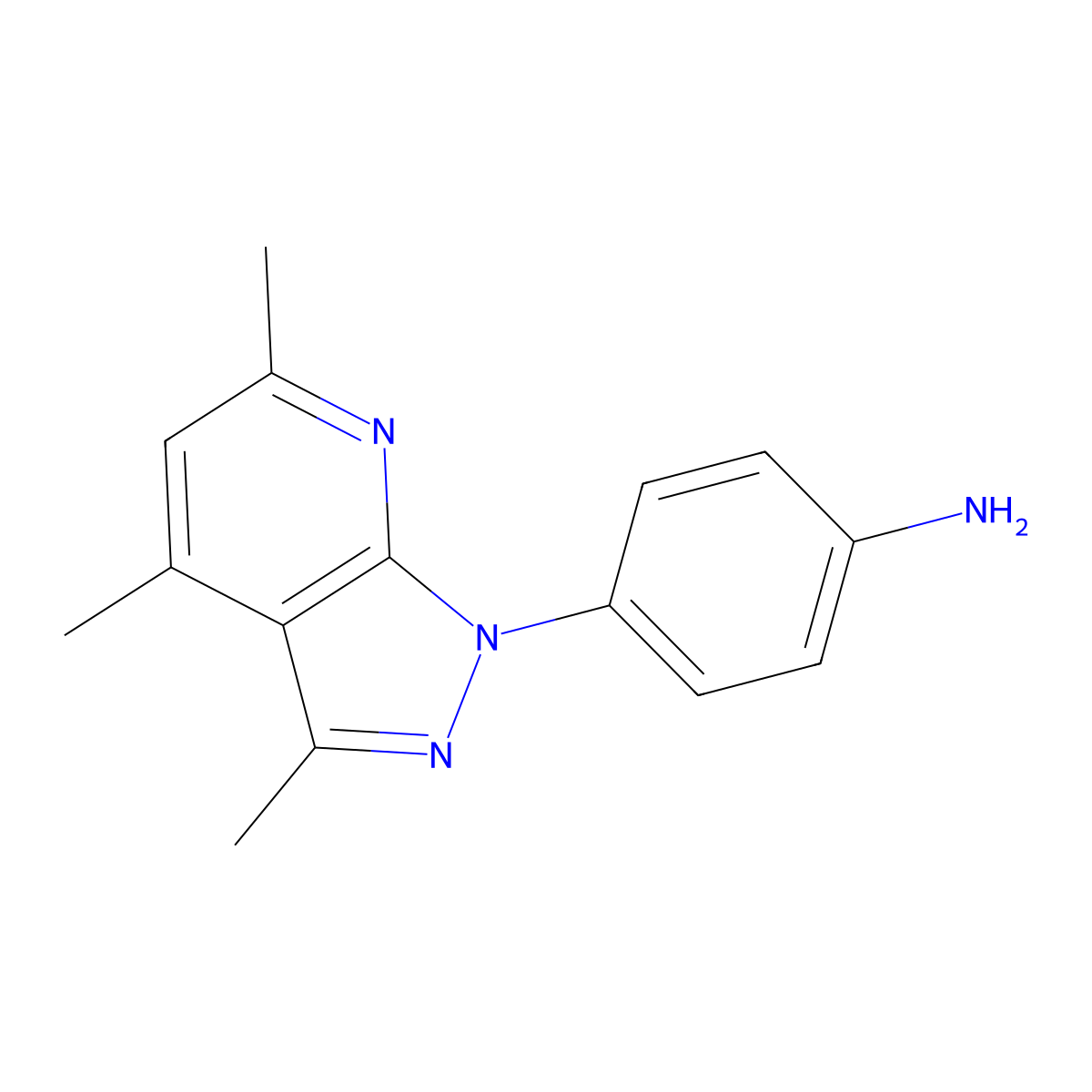 4-{3,4,6-trimethyl-1H-pyrazolo[3,4-b]pyridin-1-yl}aniline molecular structure, CAS 1087792-59-3