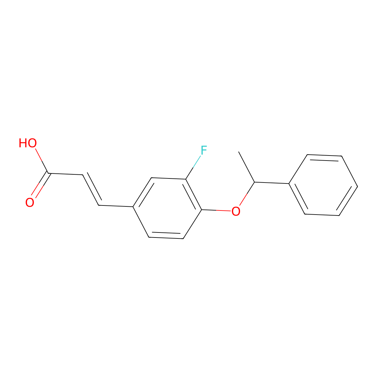 3-[3-Fluoro-4-(1-phenylethoxy)phenyl]prop-2-enoic acid molecular structure, CAS 1087793-41-6