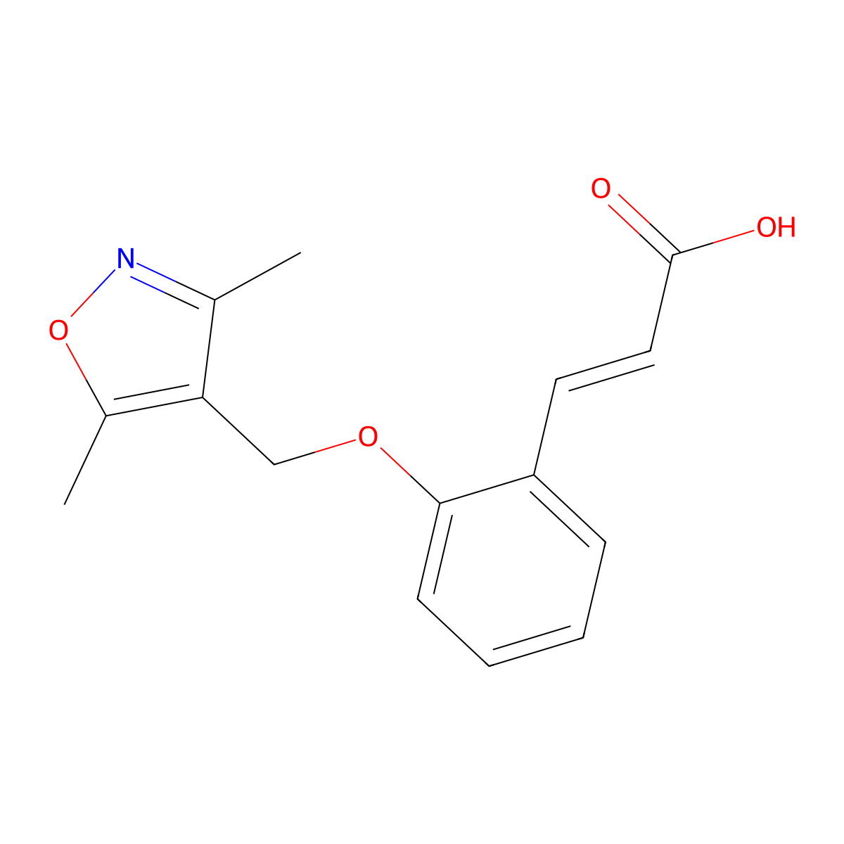 (2E)-3-{2-[(3,5-Dimethylisoxazol-4-YL)methoxy]phenyl}acrylic acid molecular structure, CAS 1087796-95-9