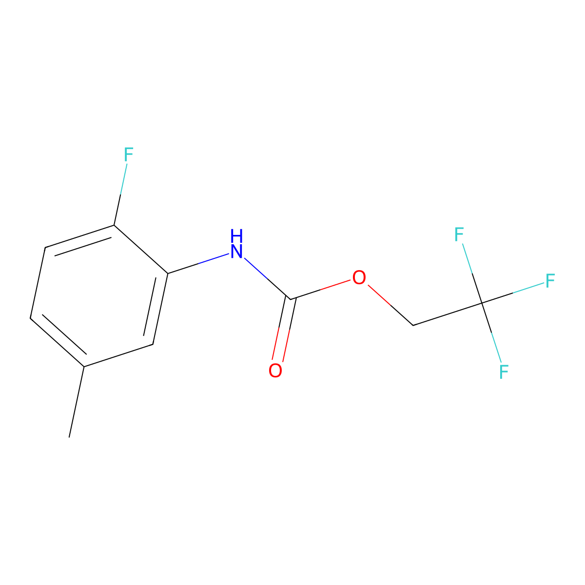 2,2,2-trifluoroethyl N-(2-fluoro-5-methylphenyl)carbamate molecular structure, CAS 1087797-87-2