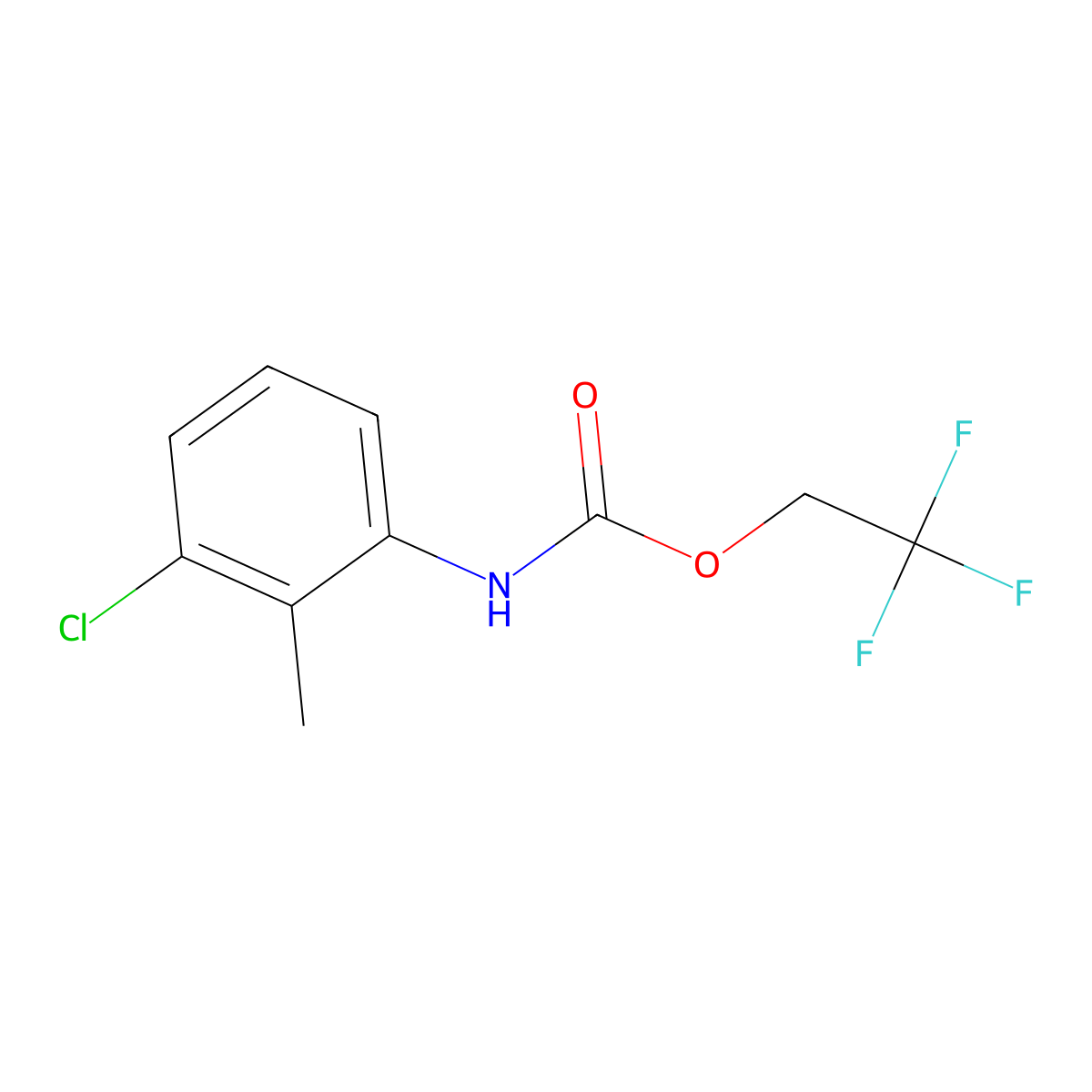 2,2,2-trifluoroethyl N-(3-chloro-2-methylphenyl)carbamate molecular structure, CAS 1087797-97-4