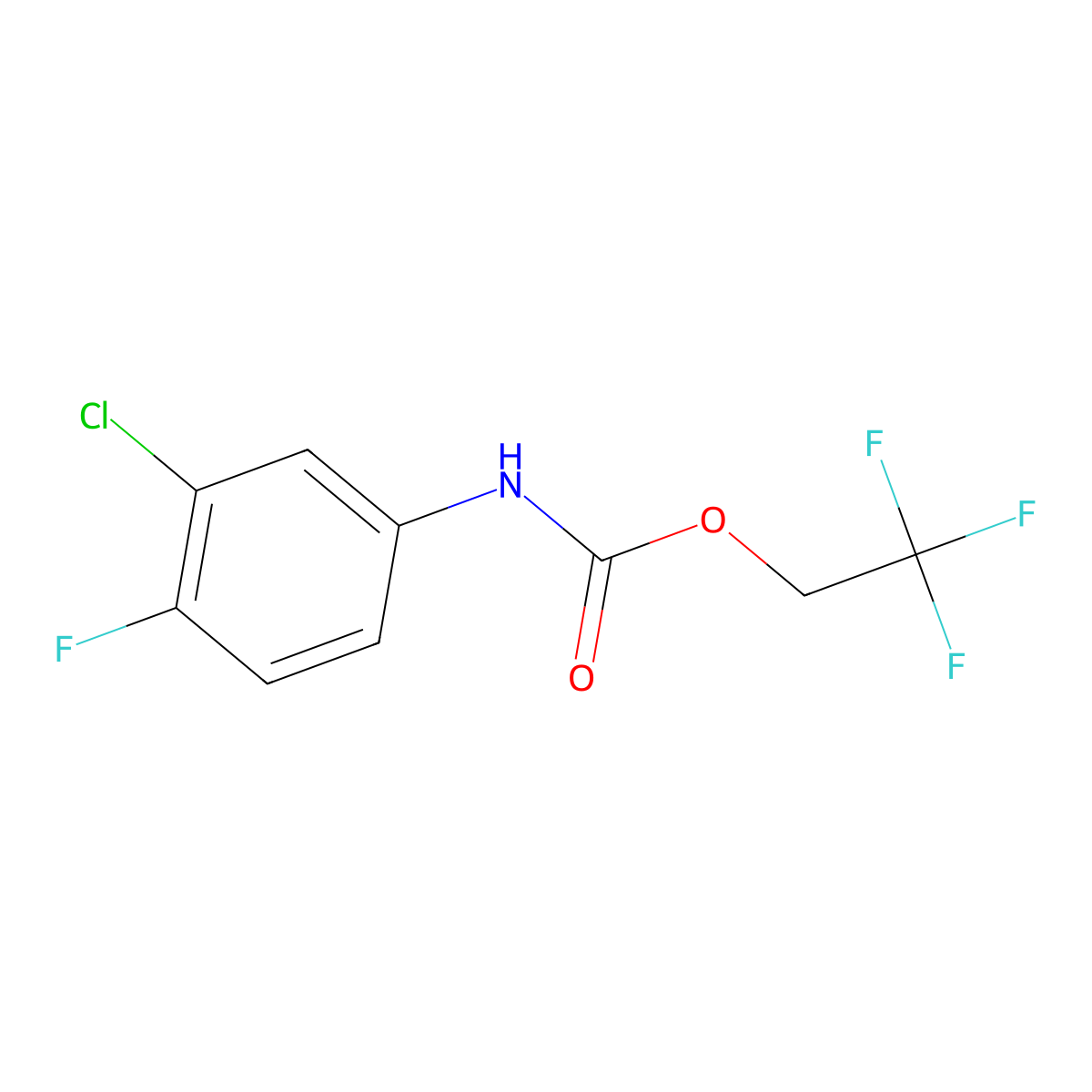 2,2,2-trifluoroethyl N-(3-chloro-4-fluorophenyl)carbamate molecular structure, CAS 1087798-01-3