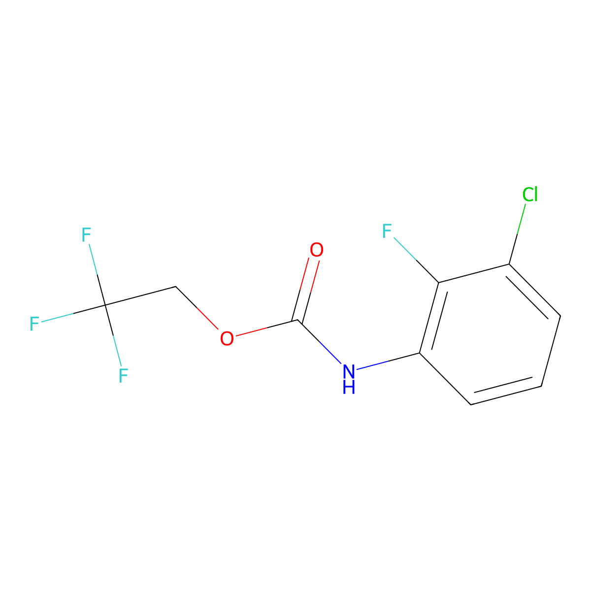2,2,2-Trifluoroethyl 3-chloro-2-fluorophenylcarbamate molecular structure, CAS 1087798-10-4