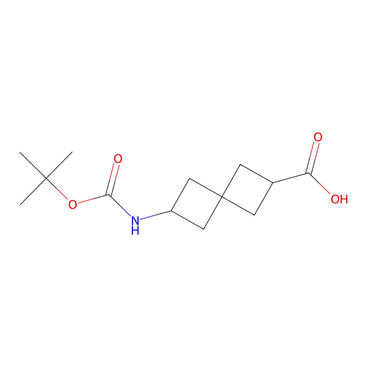 6-((Tert-butoxycarbonyl)amino)spiro(3.3)heptane-2-carboxylic acid molecular structure, CAS 1087798-38-6