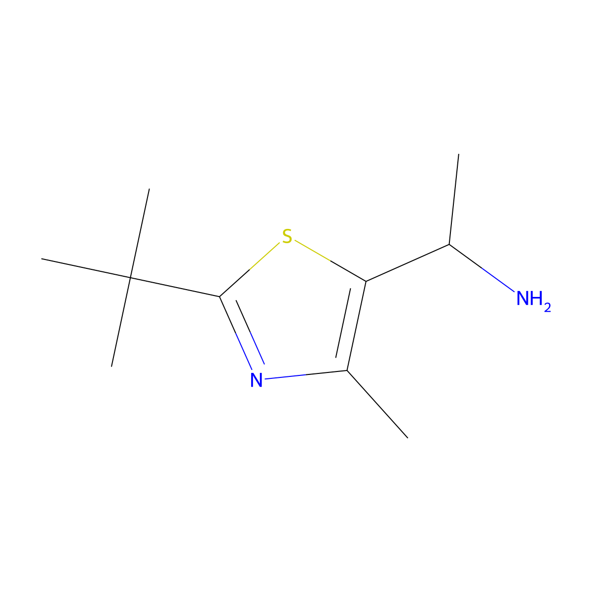 1-(2-Tert-butyl-4-methyl-1,3-thiazol-5-yl)ethan-1-amine molecular structure, CAS 1087798-40-0
