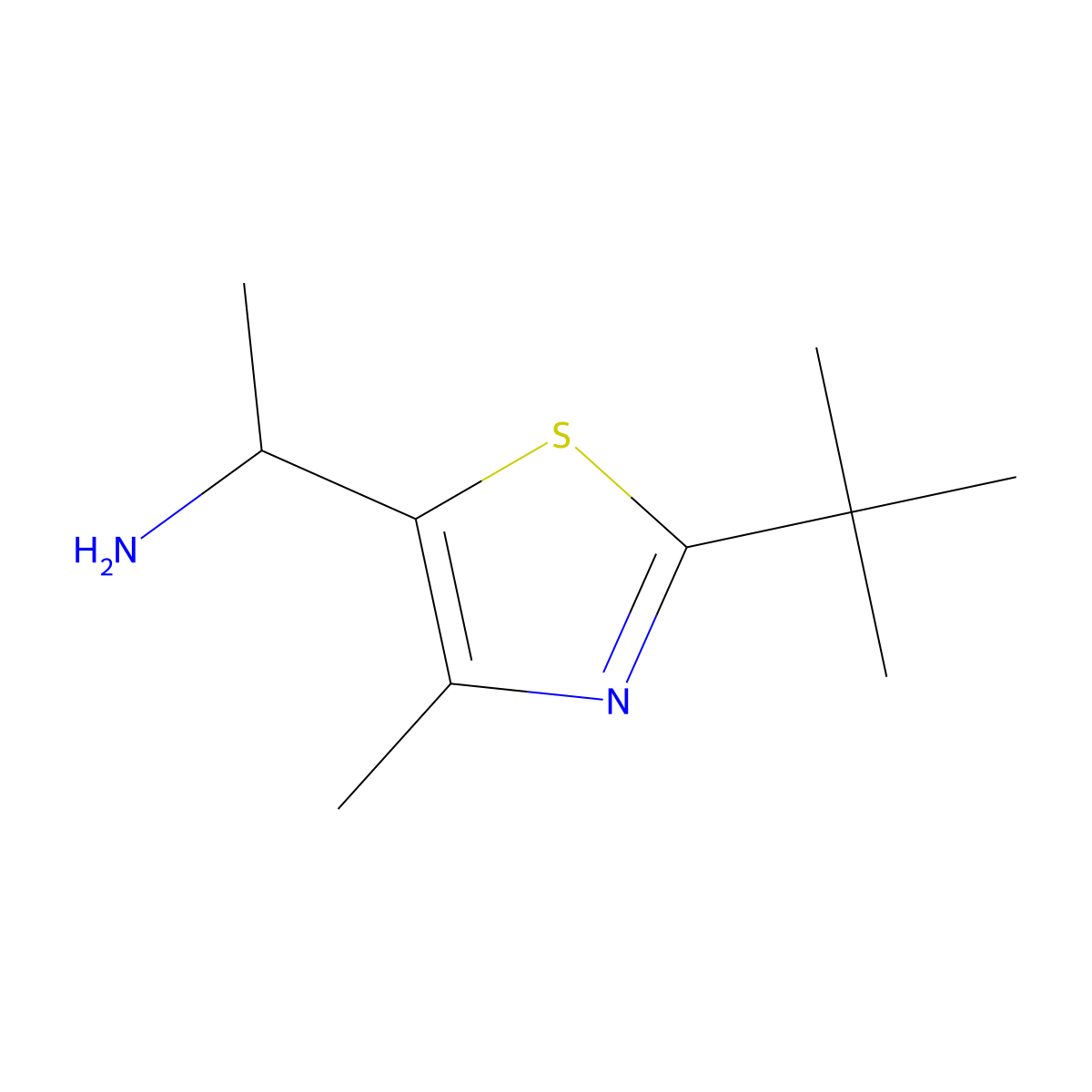 1-(2-Tert-butyl-4-methyl-1,3-thiazol-5-yl)ethan-1-amine molecular structure, CAS 1087798-40-0