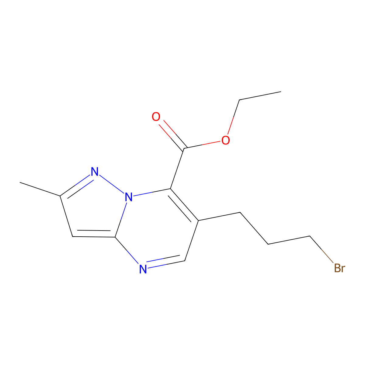 Ethyl 6-(3-bromopropyl)-2-methylpyrazolo[1,5-a]pyrimidine-7-carboxylate molecular structure, CAS 1087798-41-1
