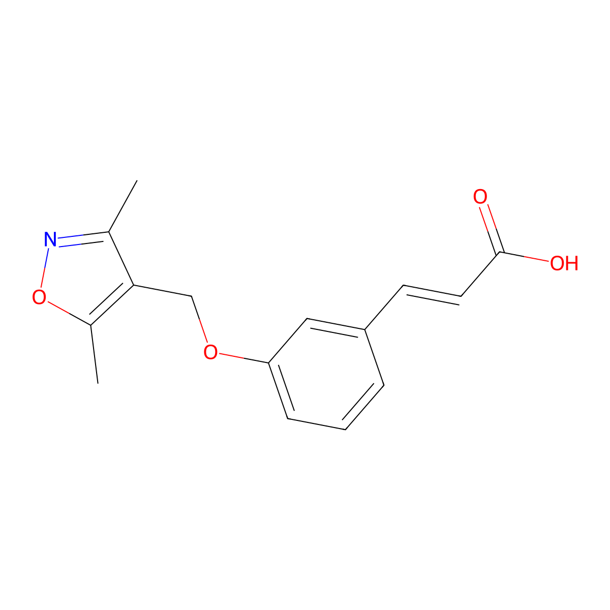 (2E)-3-{3-[(3,5-Dimethylisoxazol-4-YL)methoxy]phenyl}acrylic acid molecular structure, CAS 1087798-90-0