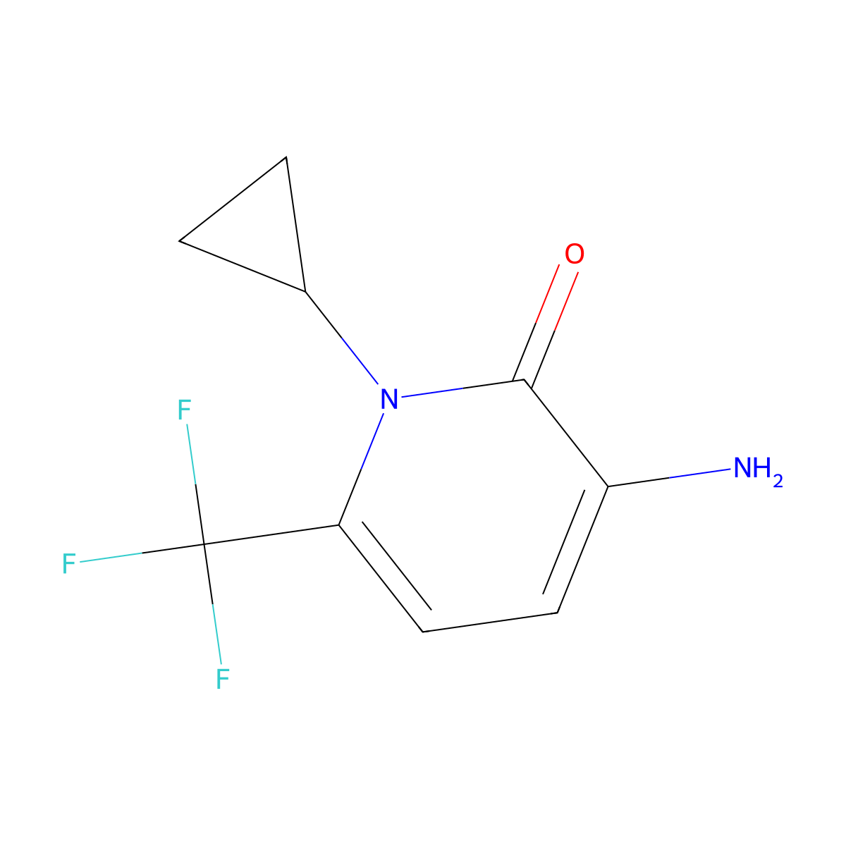 3-amino-1-cyclopropyl-6-(trifluoromethyl)pyridin-2(1H)-one molecular structure, CAS 1087800-65-4