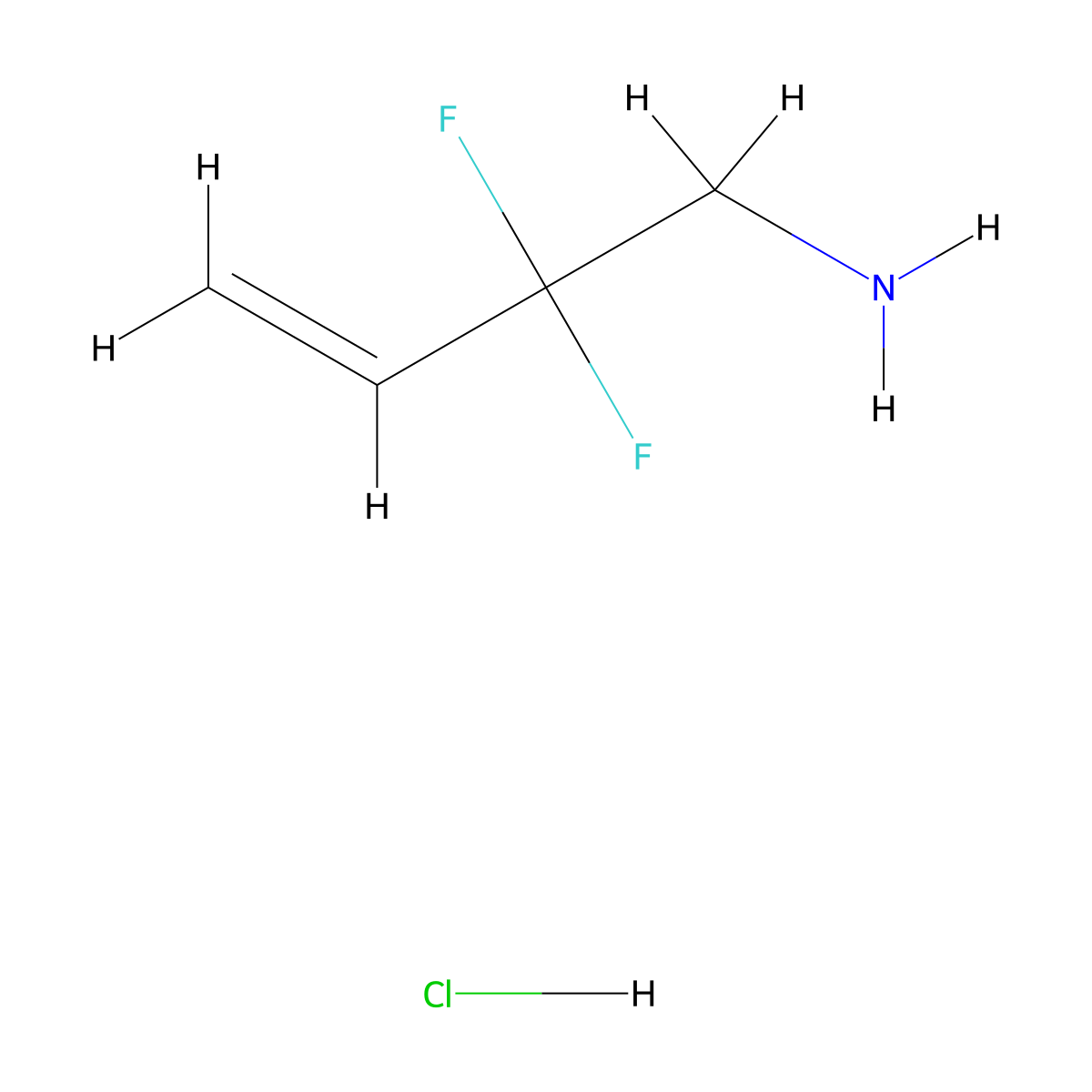 2,2-Difluorobut-3-en-1-amine hydrochloride molecular structure, CAS 108781-54-0