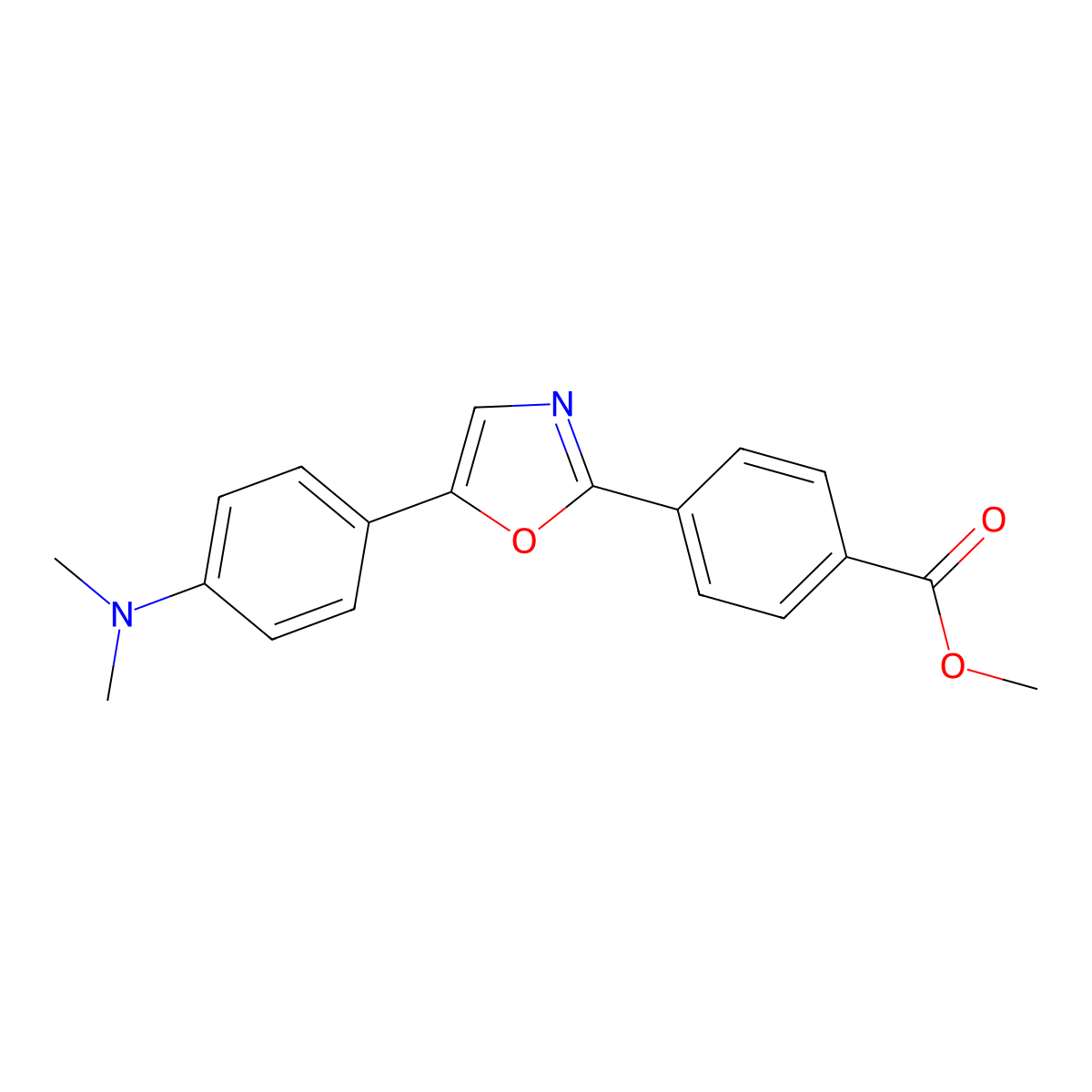 Methyl 4-{5-[4-(dimethylamino)phenyl]-1,3-oxazol-2-yl}benzoate molecular structure, CAS 108783-69-3