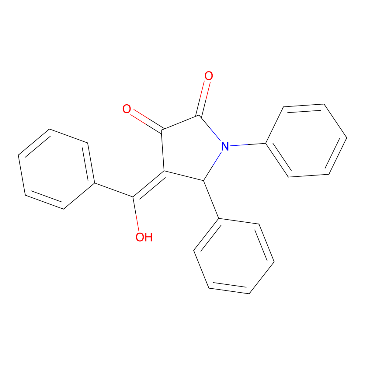 2H-Pyrrol-2-one, 4-benzoyl-1,5-dihydro-3-hydroxy-1,5-diphenyl- molecular structure, CAS 108783-92-2