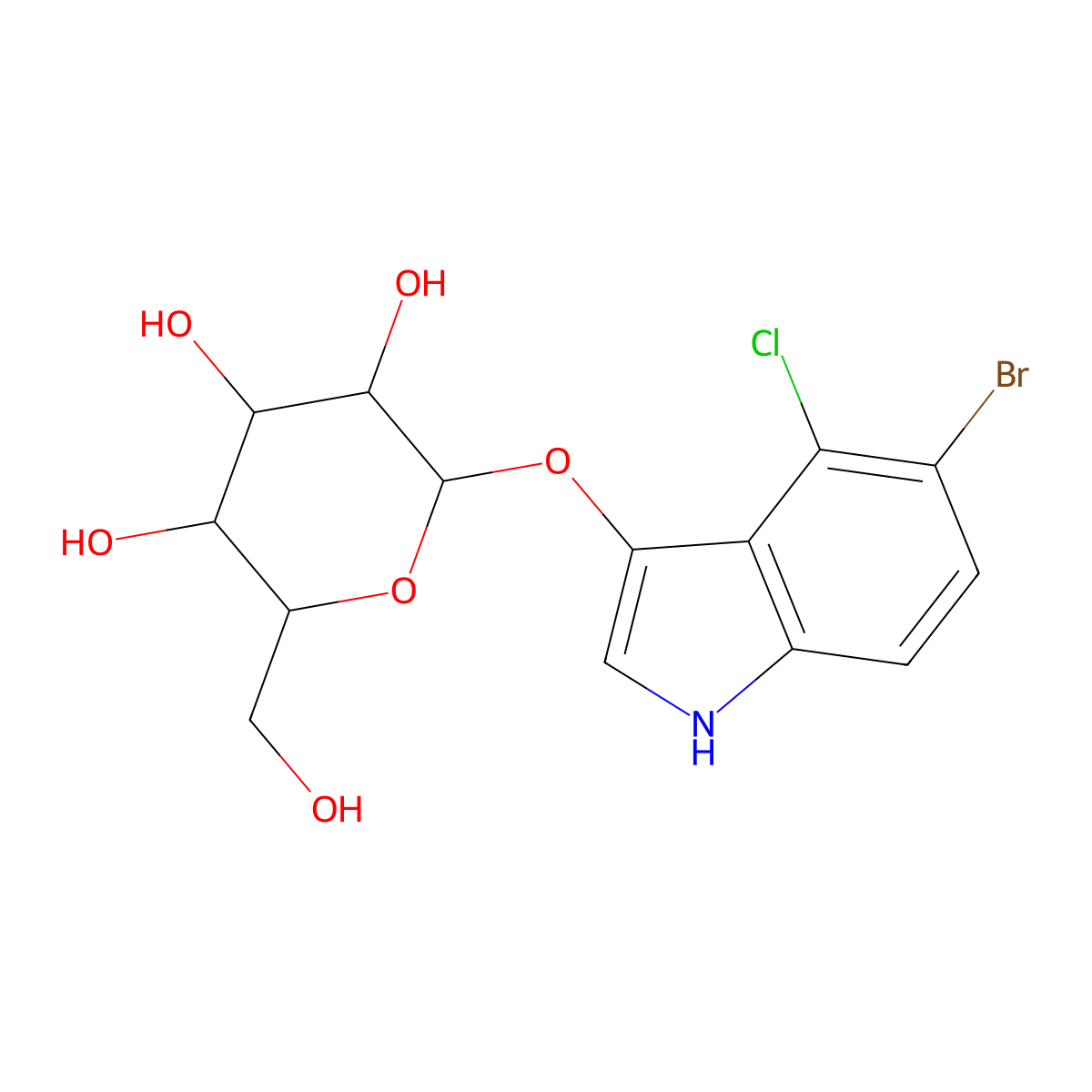 5-bromo-4-chloro-1H-indol-3-yl alpha-D-glucopyranoside molecular structure, CAS 108789-36-2