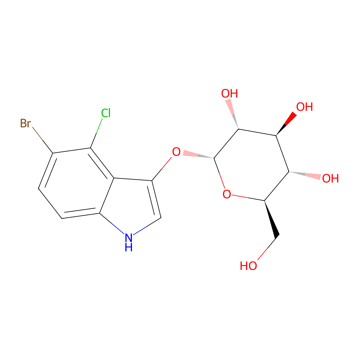 5-bromo-4-chloro-1H-indol-3-yl alpha-D-glucopyranoside molecular structure, CAS 108789-36-2