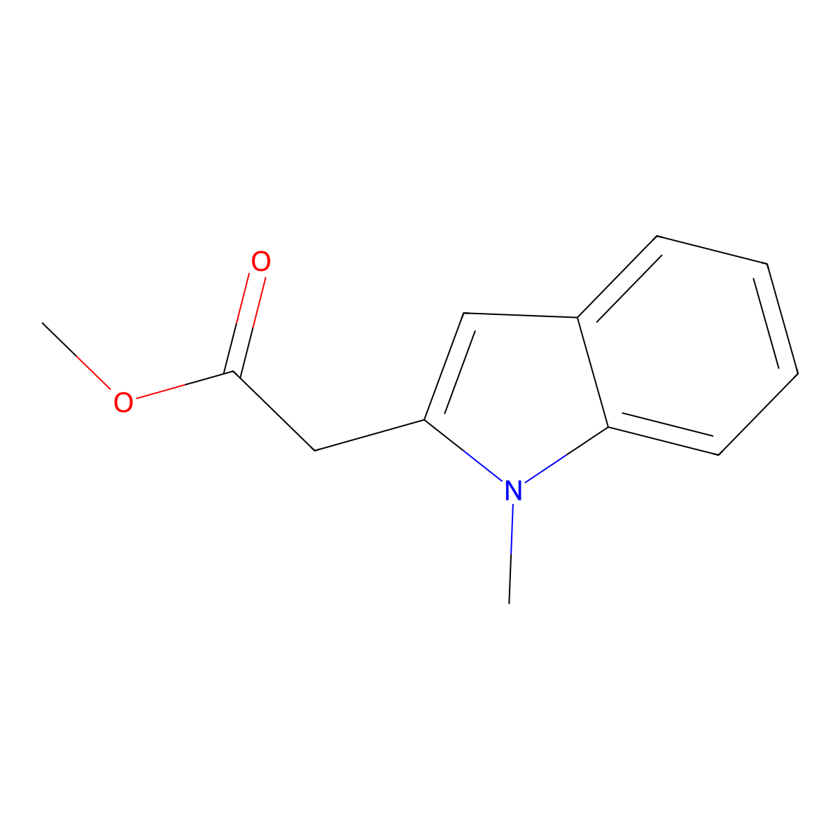 1H-Indole-2-acetic acid, 1-methyl-, methyl ester molecular structure, CAS 108796-93-6
