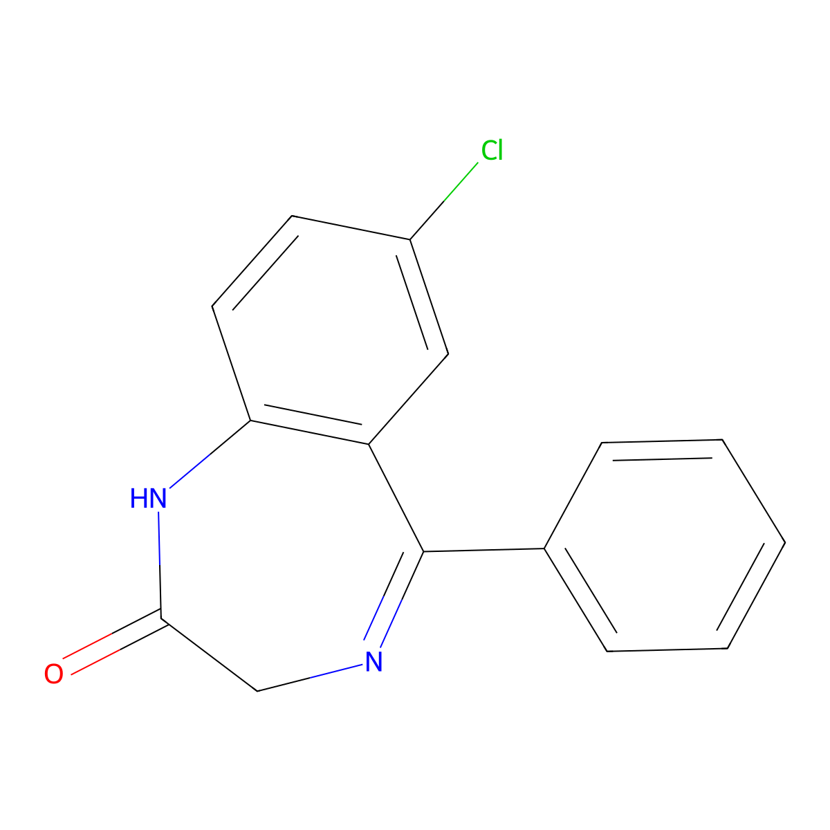 Nordiazepam molecular structure, CAS 1088-11-5