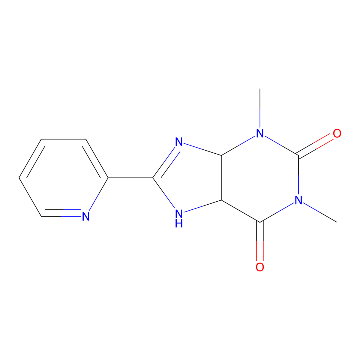 1,3-dimethyl-8-pyridin-2-yl-7H-purine-2,6-dione molecular structure, CAS 1088-65-9