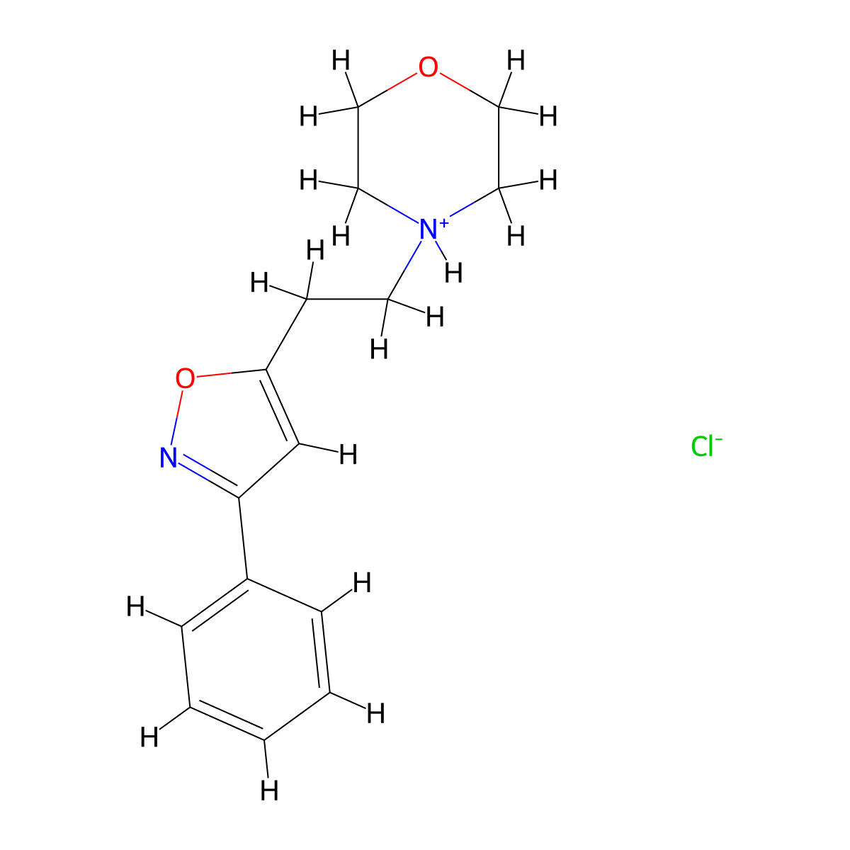 Isoxazole, 5-(2-morpholinoethyl)-3-phenyl, hydrochloride molecular structure, CAS 1088-87-5