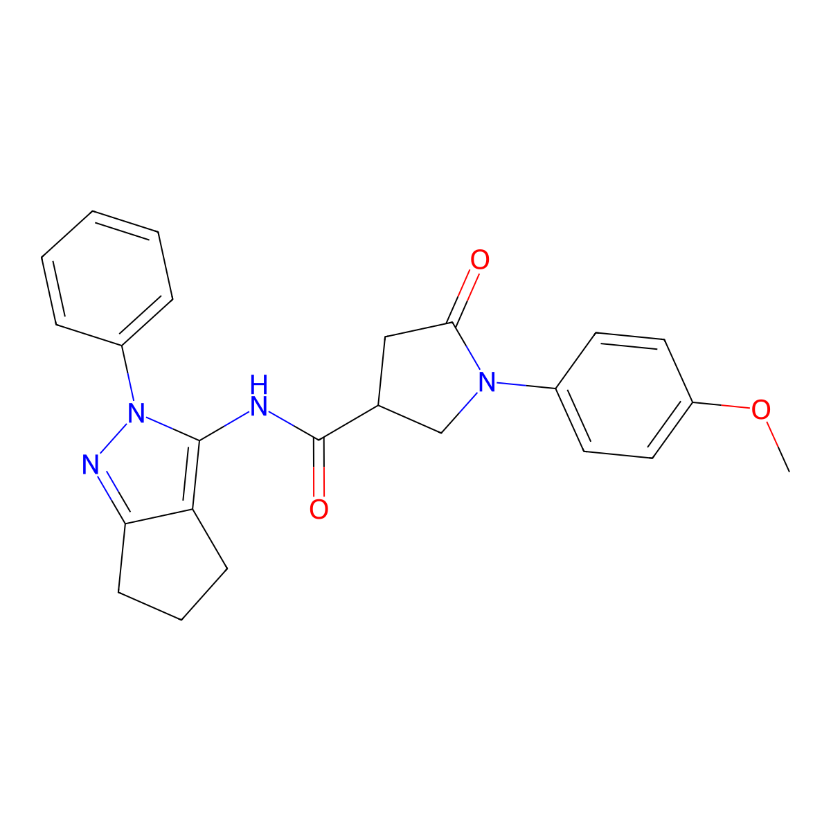 1-(4-methoxyphenyl)-5-oxo-N-(2-phenyl-2,4,5,6-tetrahydrocyclopenta[c]pyrazol-3-yl)pyrrolidine-3-carboxamide molecular structure, CAS 1088101-06-7
