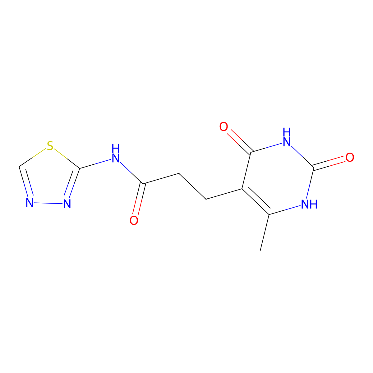 3-(6-methyl-2,4-dioxo-1,2,3,4-tetrahydropyrimidin-5-yl)-N-(1,3,4-thiadiazol-2-yl)propanamide molecular structure, CAS 1088112-00-8