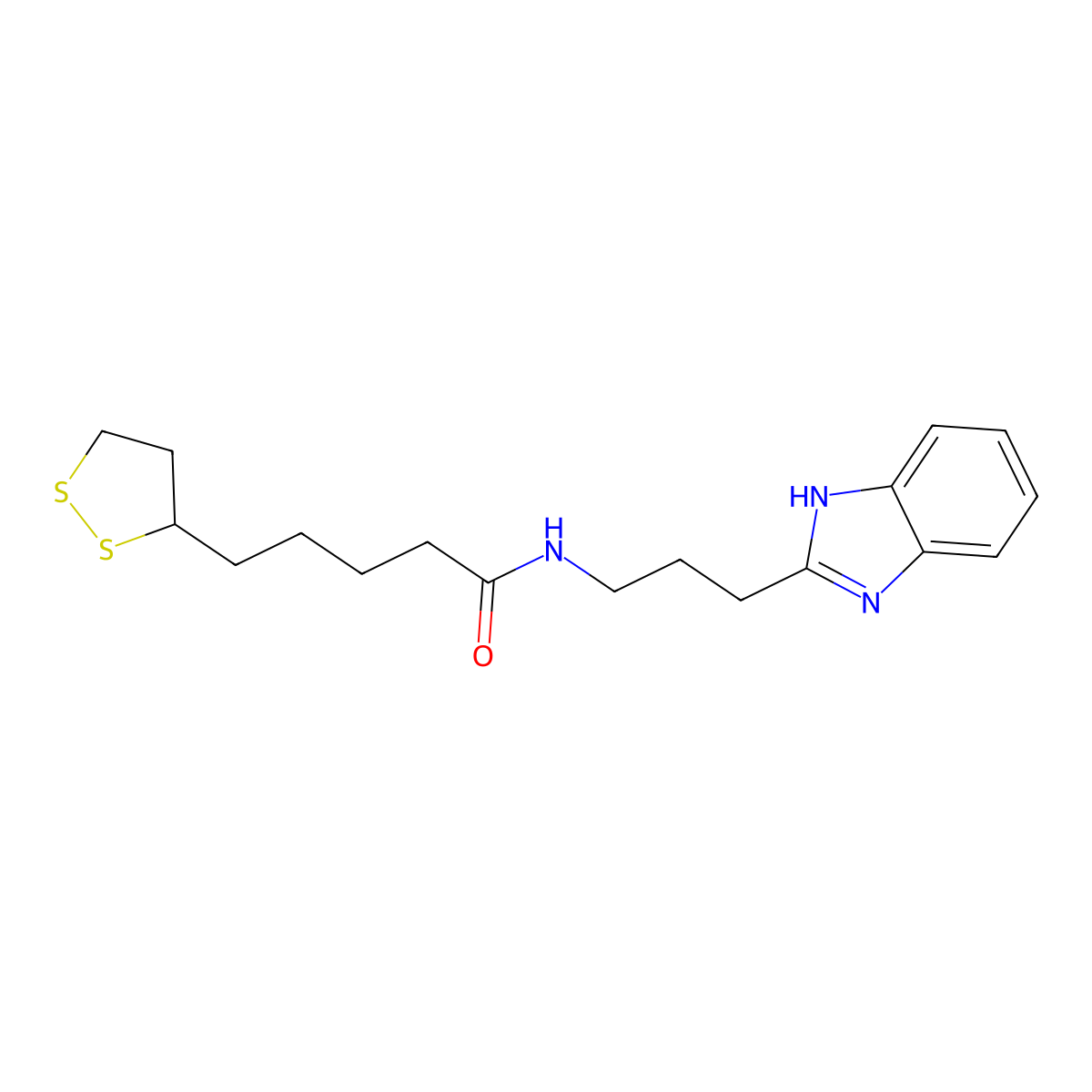 N-[3-(1H-1,3-benzodiazol-2-yl)propyl]-5-(1,2-dithiolan-3-yl)pentanamide molecular structure, CAS 1088133-98-5