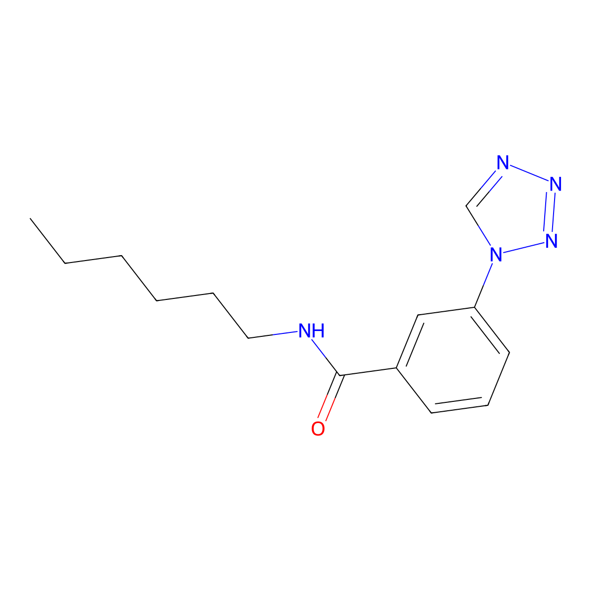 N-hexyl-3-(1H-tetrazol-1-yl)benzamide molecular structure, CAS 1088167-71-8