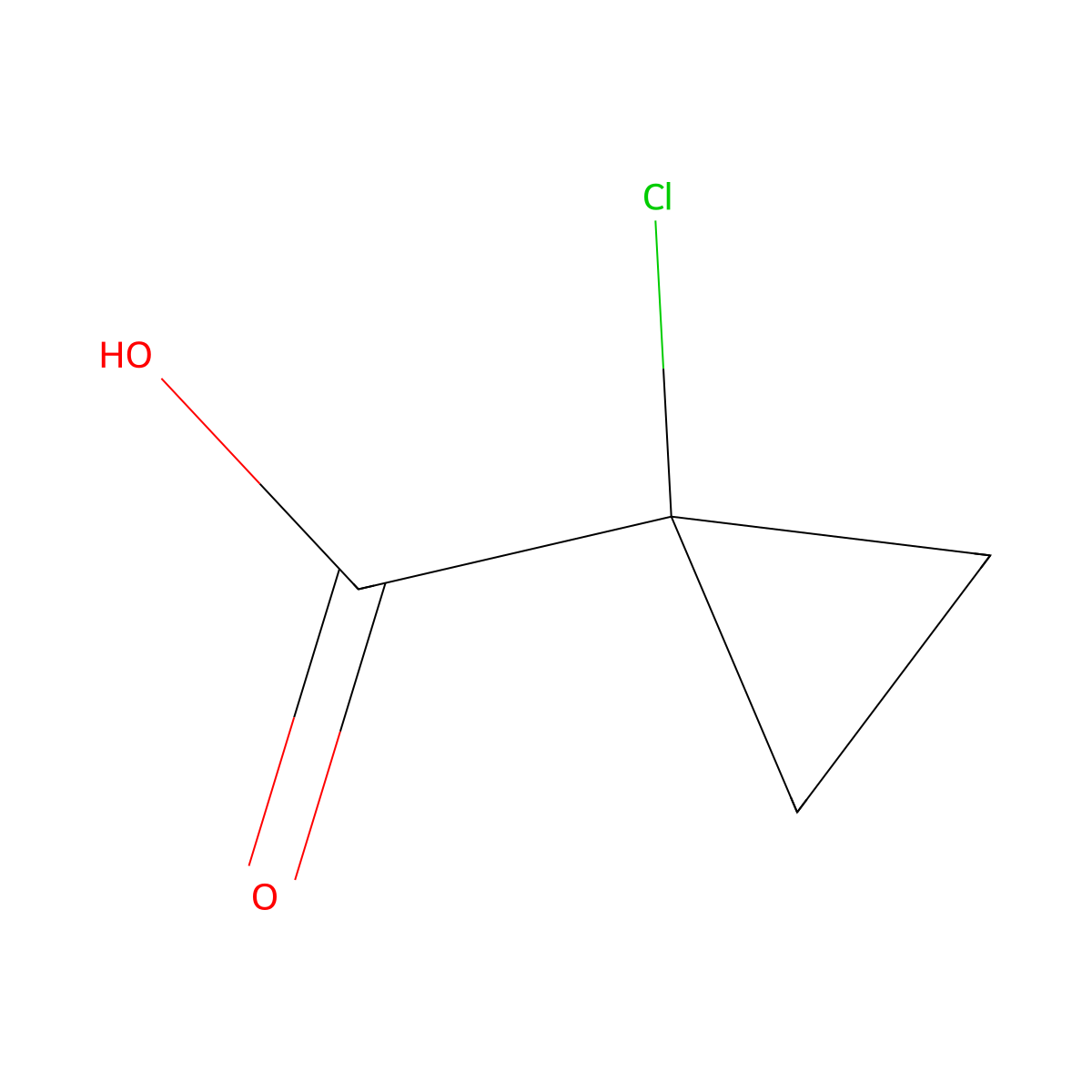 1-Chlorocyclopropane-1-carboxylic acid molecular structure, CAS 108817-35-2