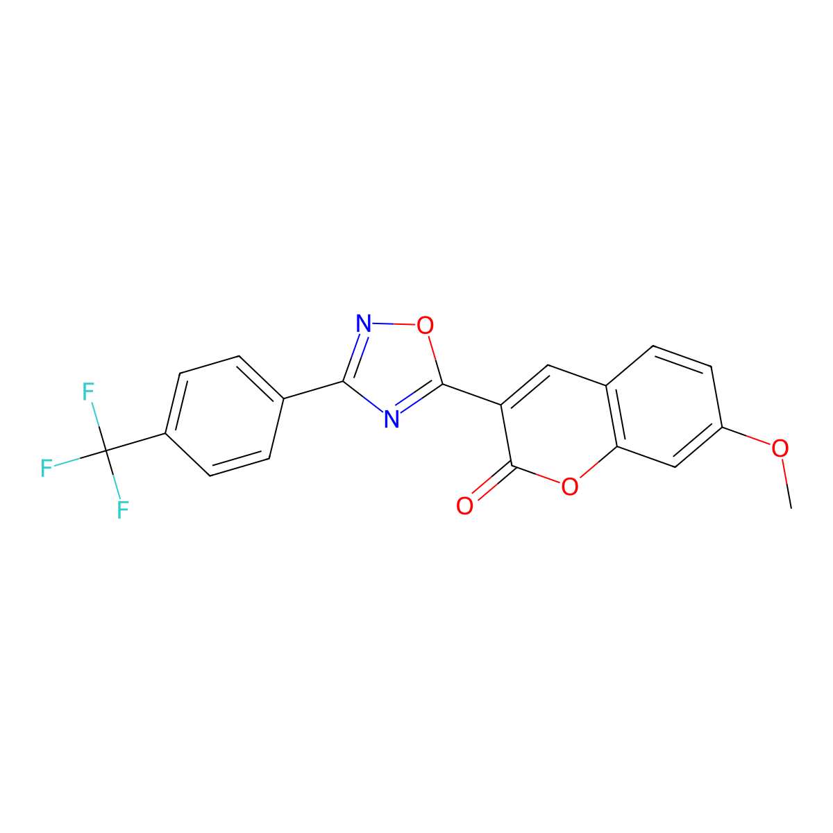 7-methoxy-3-{3-[4-(trifluoromethyl)phenyl]-1,2,4-oxadiazol-5-yl}-2H-chromen-2-one molecular structure, CAS 1088191-11-0