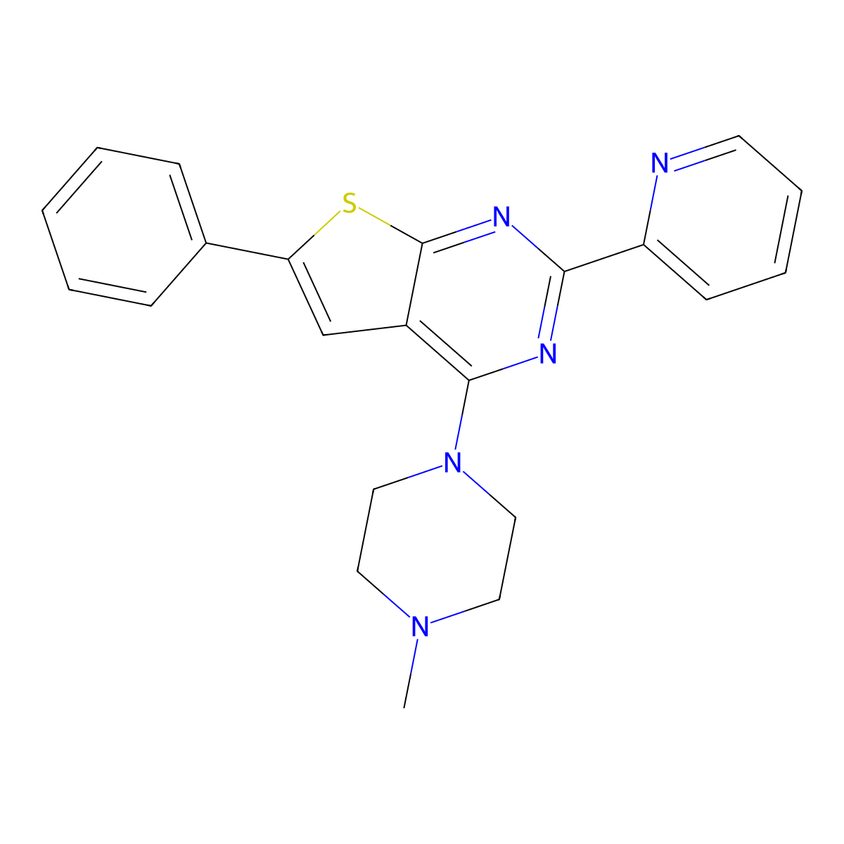 4-(4-Methyl-1-piperazinyl)-6-phenyl-2-(2-pyridinyl)thieno[2,3-d]pyrimidine molecular structure, CAS 1088194-75-5