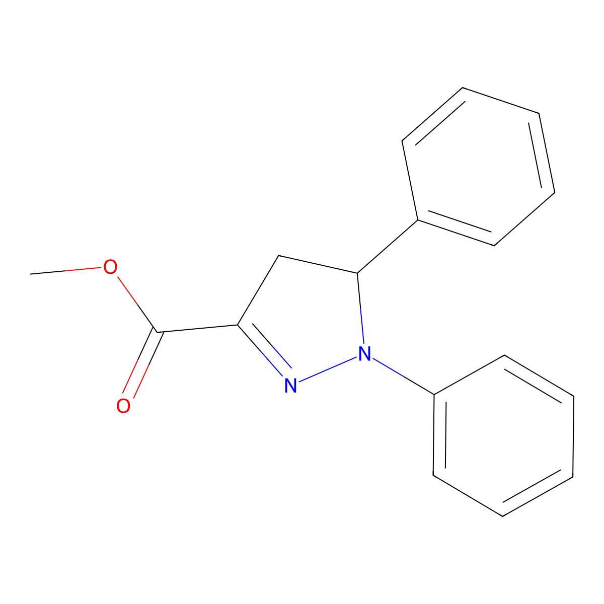methyl 1,5-diphenyl-4,5-dihydro-1H-pyrazole-3-carboxylate molecular structure, CAS 1088200-27-4