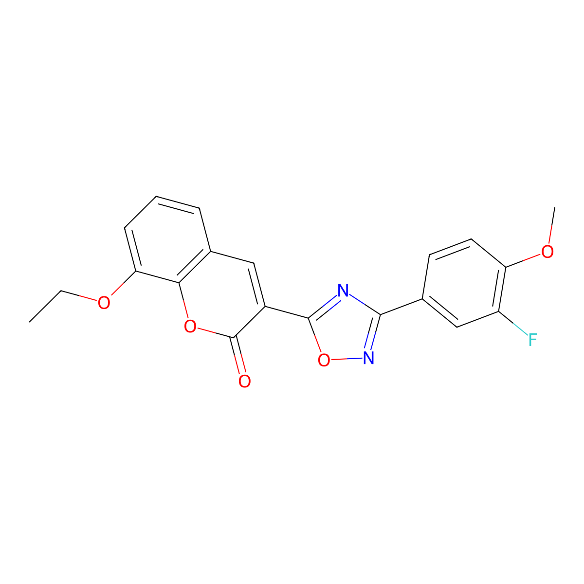 8-ethoxy-3-[3-(3-fluoro-4-methoxyphenyl)-1,2,4-oxadiazol-5-yl]-2H-chromen-2-one molecular structure, CAS 1088200-65-0