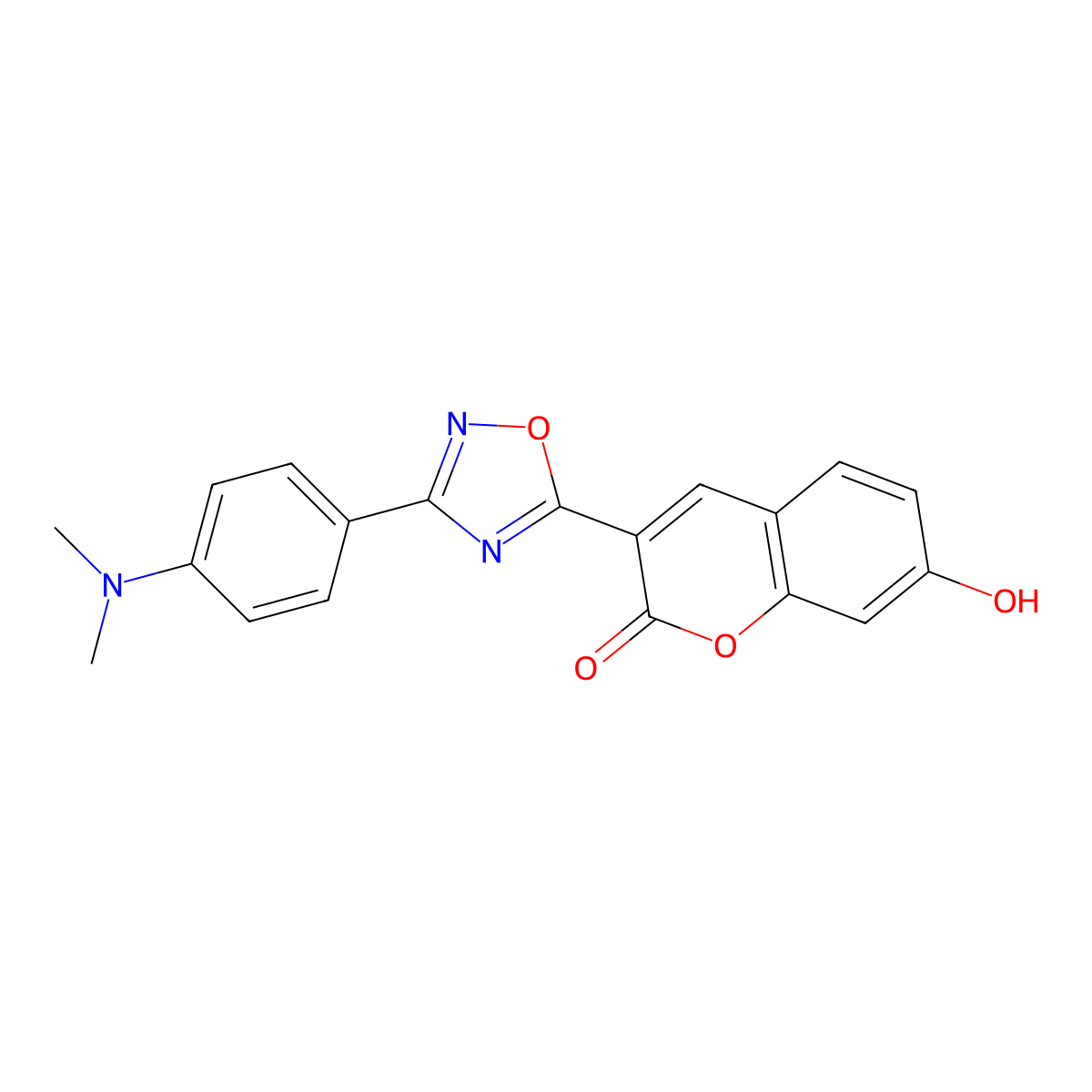 3-(3-(4-(dimethylamino)phenyl)-1,2,4-oxadiazol-5-yl)-7-hydroxy-2H-chromen-2-one molecular structure, CAS 1088210-20-1