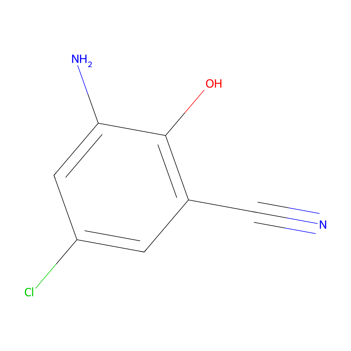 3-Amino-5-chloro-2-hydroxybenzonitrile molecular structure, CAS 108831-08-9