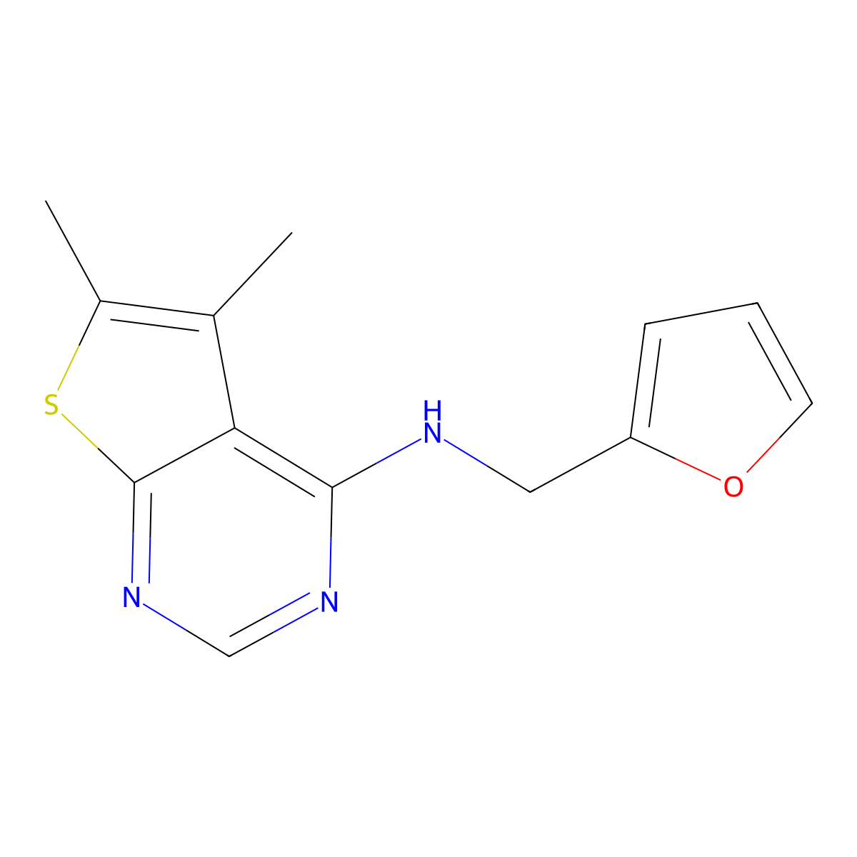 N-(furan-2-ylmethyl)-5,6-dimethylthieno[2,3-d]pyrimidin-4-amine molecular structure, CAS 108831-72-7