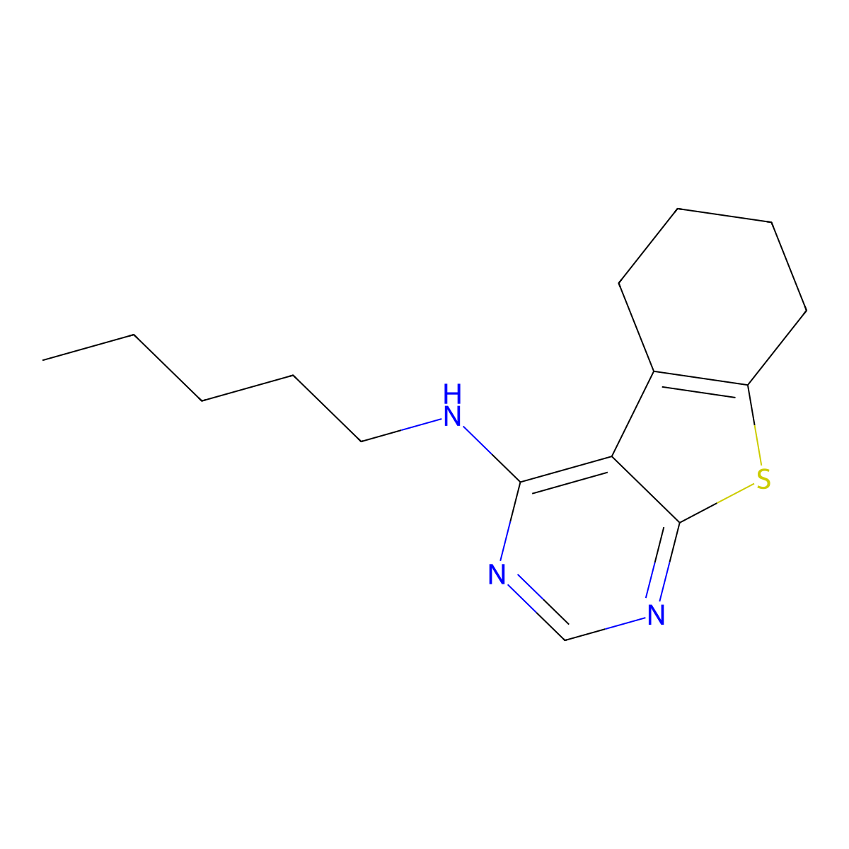N-pentyl-5,6,7,8-tetrahydro[1]benzothieno[2,3-d]pyrimidin-4-amine molecular structure, CAS 108831-76-1