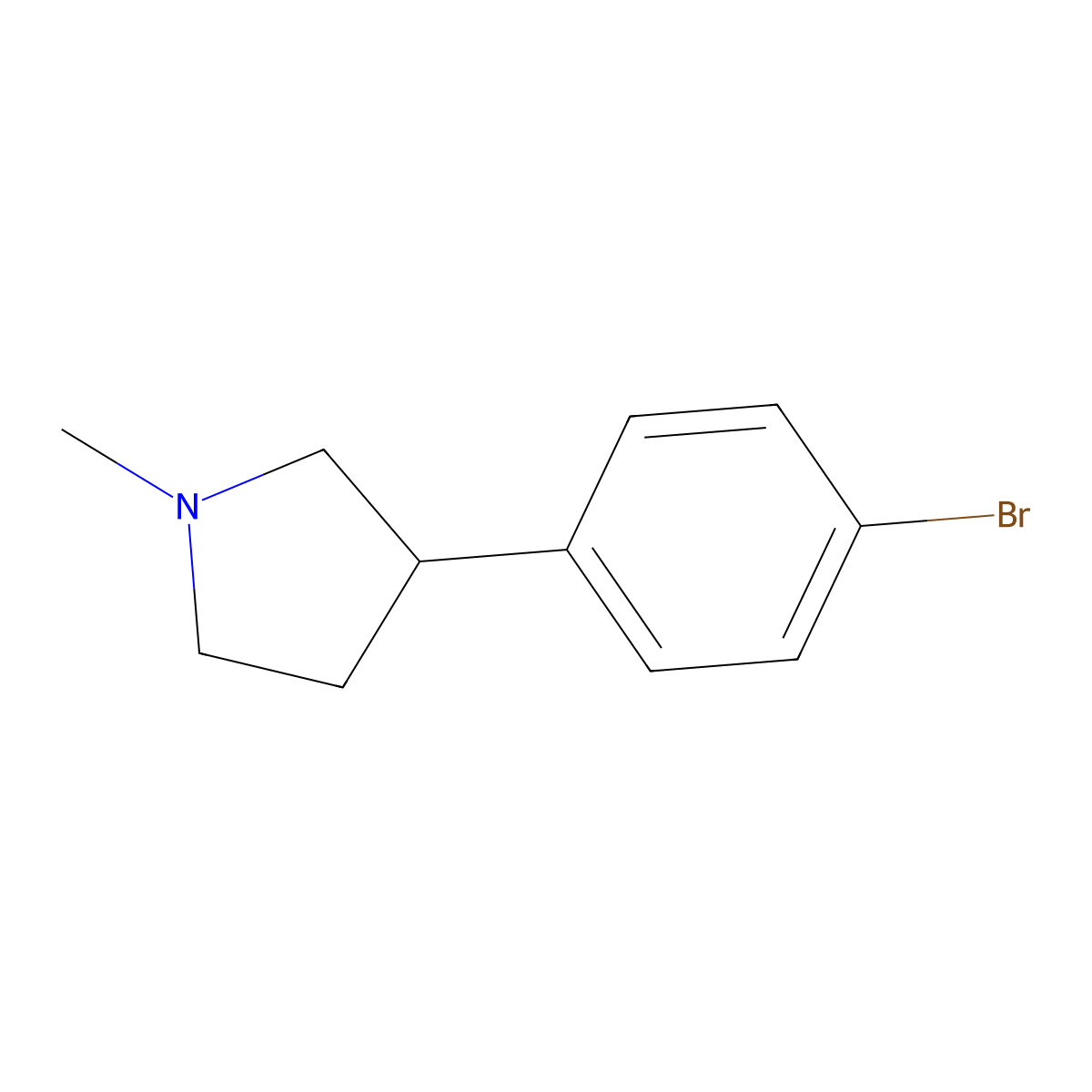 3-(4-Bromophenyl)-1-methylpyrrolidine molecular structure, CAS 1088410-99-4