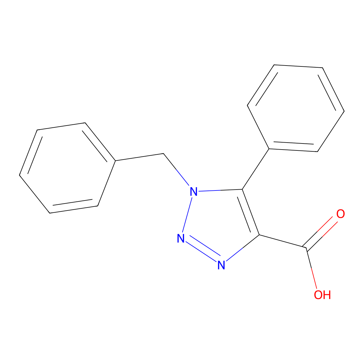 1-benzyl-5-phenyl-1H-1,2,3-triazole-4-carboxylic acid molecular structure, CAS 108842-69-9