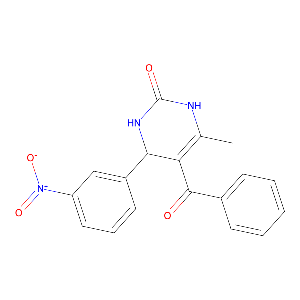 2(1H)-Pyrimidinone, 5-benzoyl-3,4-dihydro-6-methyl-4-(3-nitrophenyl)- molecular structure, CAS 108843-68-1