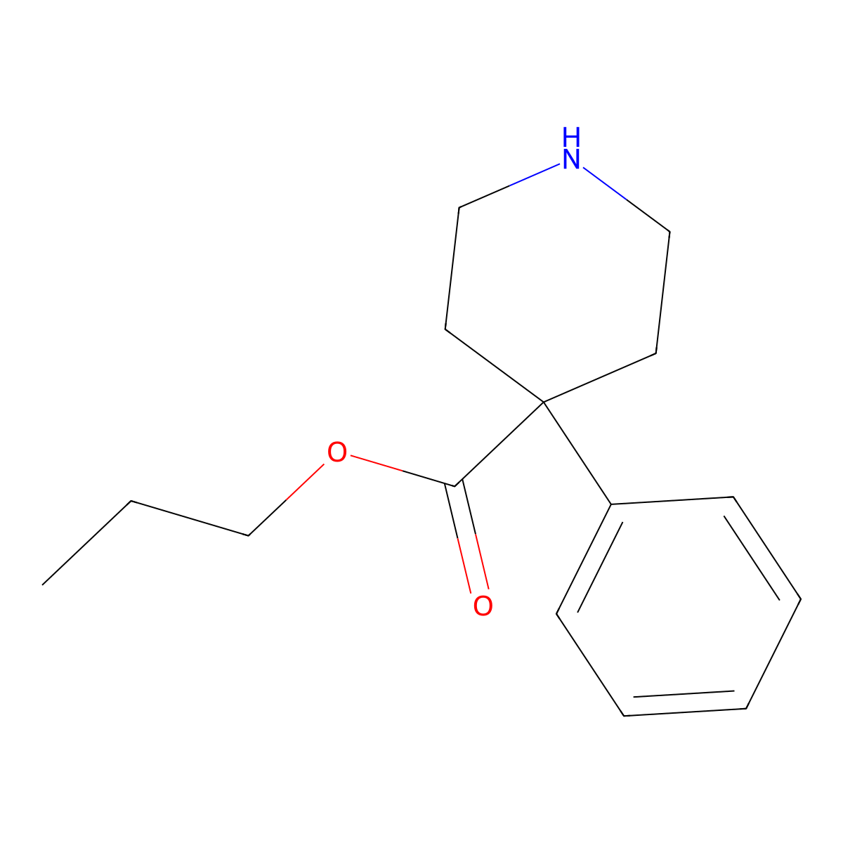 Propyl 4-phenylpiperidine-4-carboxylate molecular structure, CAS 108844-09-3