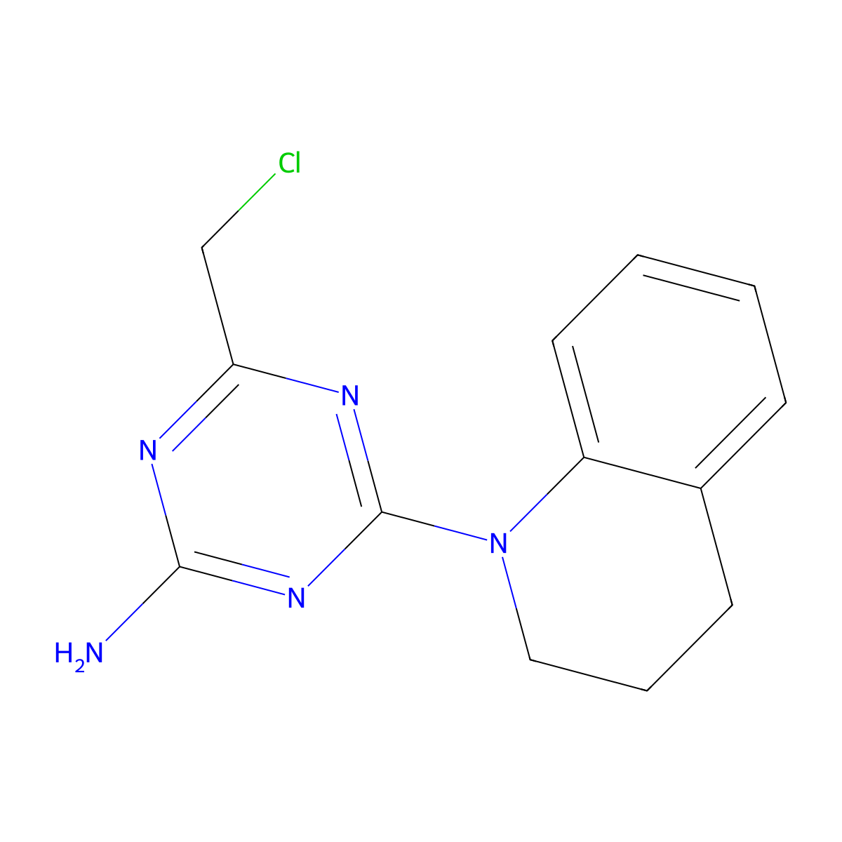 4-(chloromethyl)-6-(3,4-dihydroquinolin-1(2H)-yl)-1,3,5-triazin-2-amine molecular structure, CAS 108846-90-8