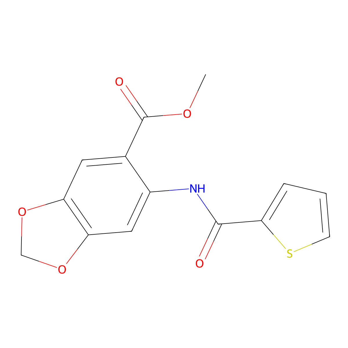 Methyl 6-(thiophene-2-carbonylamino)-1,3-benzodioxole-5-carboxylate molecular structure, CAS 108848-05-1